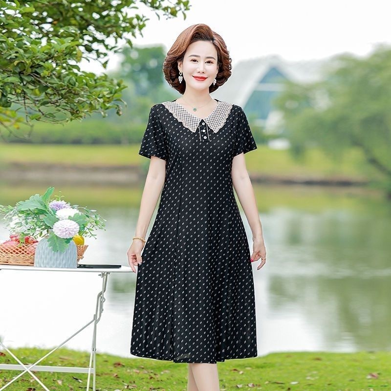 Summer Clothing Over 60 - 세련된 여름 롱 드레스 신축성 있는