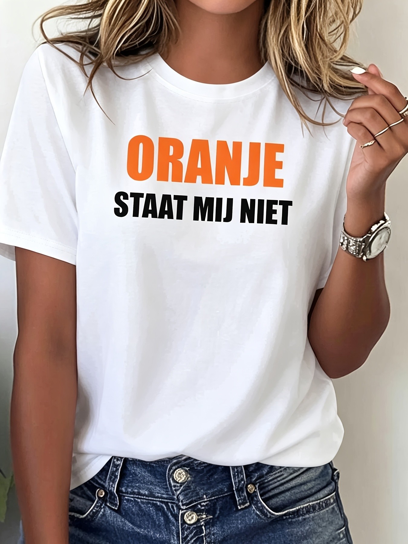 Summer Clothing Must Haves - 플러스 사이즈 여성용 반팔 티셔츠 Oranje