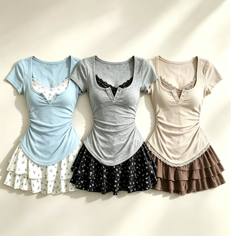 Summer Japanese Clothing - 로리타 스타일 일본식 스위트 2피스 세트