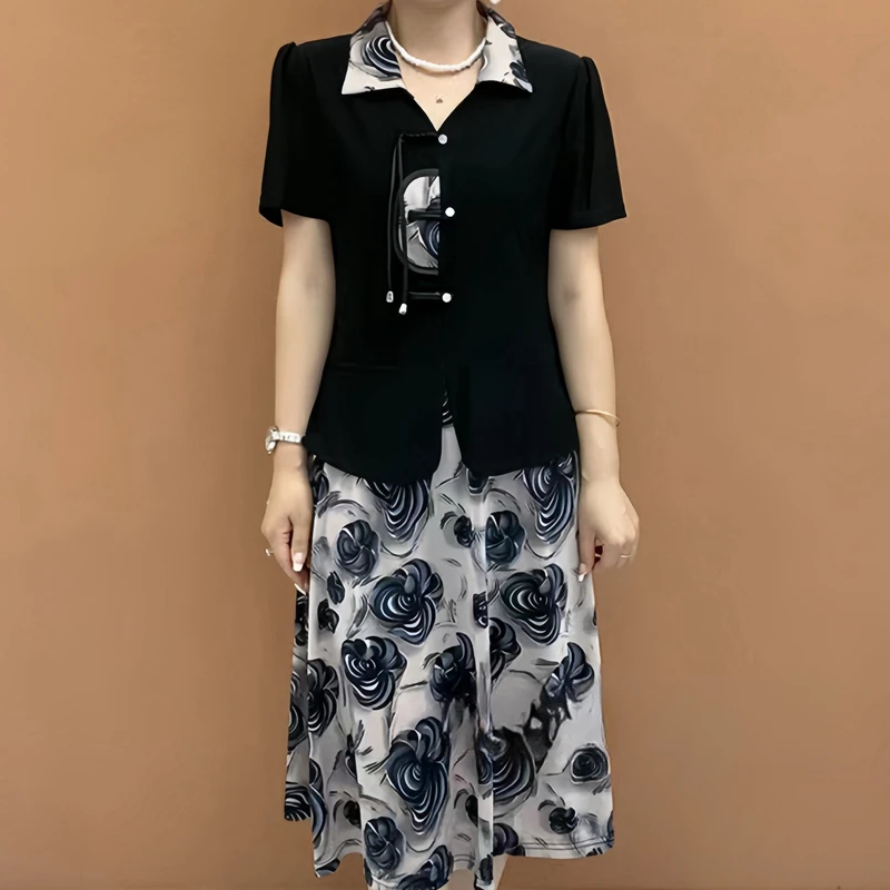 Summer Clothing Over 60 - 새로운 중국 스타일 여름 유행 엄마