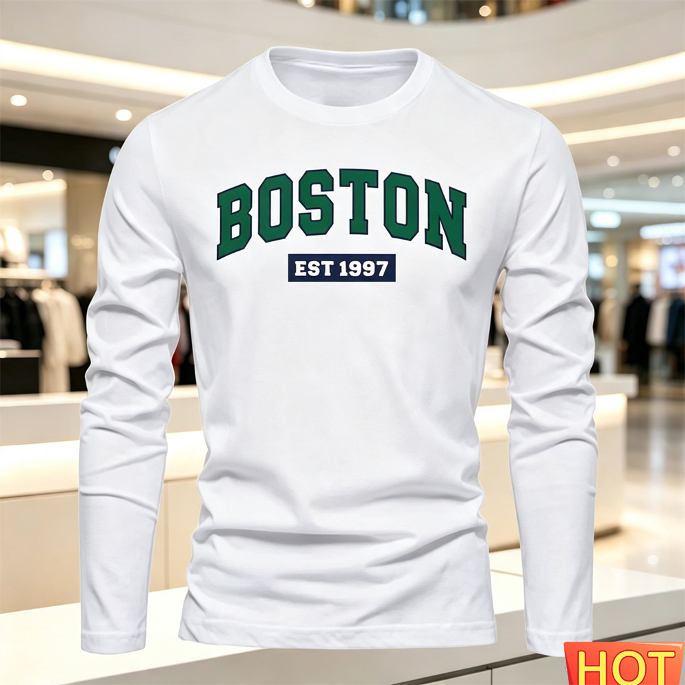 Summer Clothing Long Sleeve - 가을 여름 남성용 긴팔 티셔츠 문자