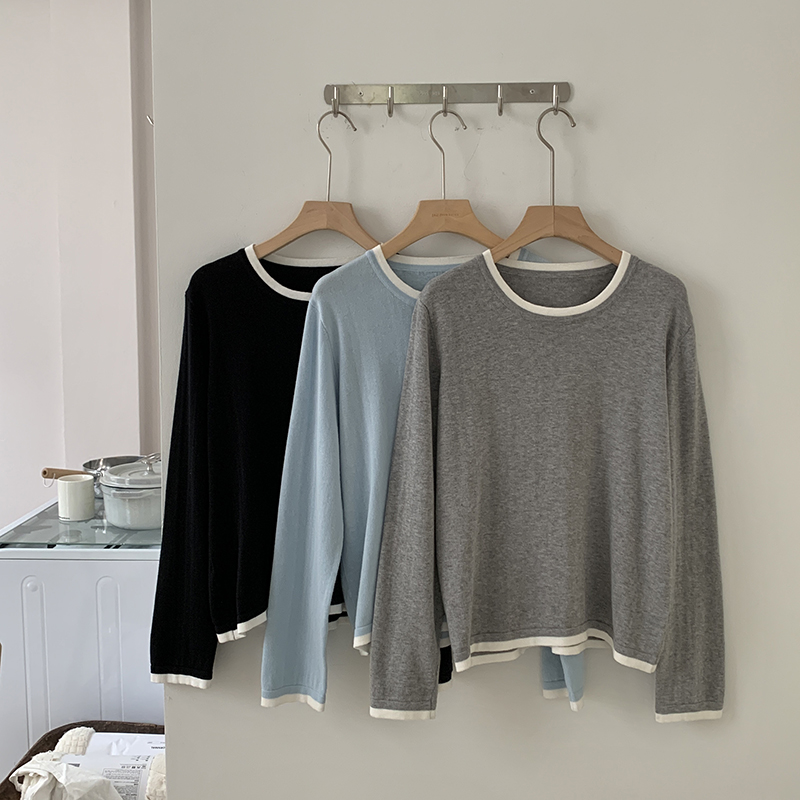 Summer Clothing Long Sleeve - 100% 면 여성용 O넥 컬러 블로킹