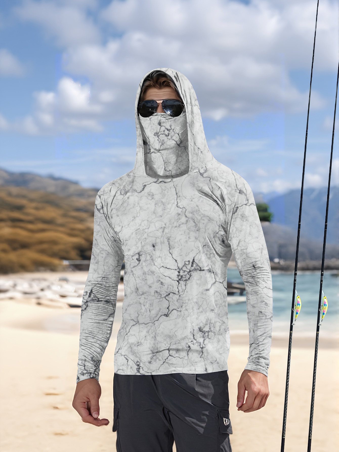 Summer Clothing Long Sleeve - 남성용 후드 낚시 셔츠 긴소매 낚시