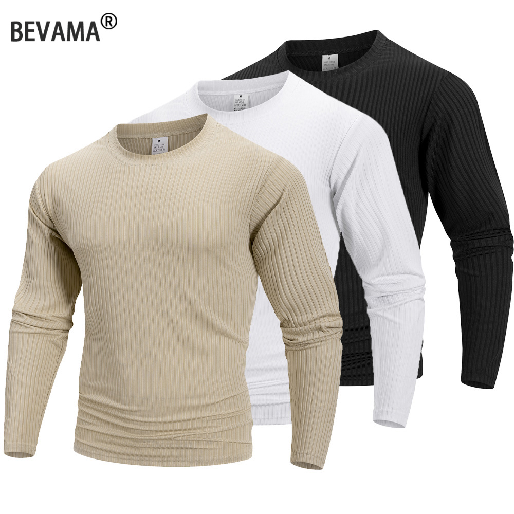 Summer Clothing Long Sleeve - 봄 여름 남성용 크루넥 긴팔 탑