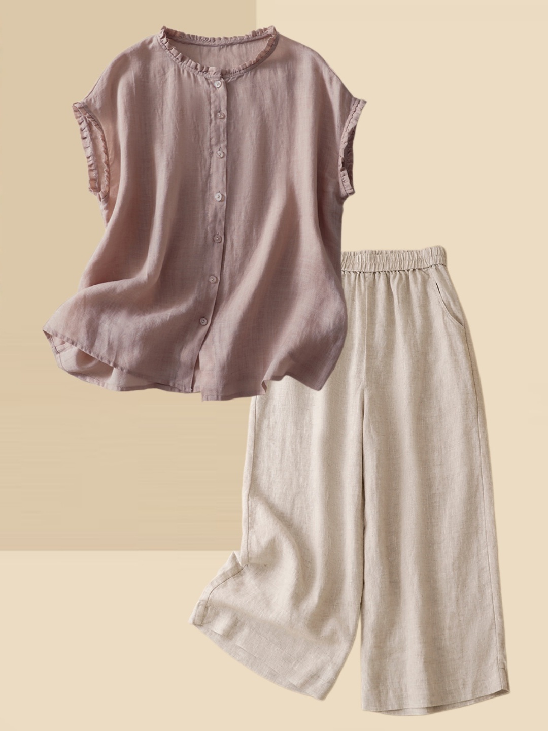 Summer Clothing Over 60 - 여성용 얇은 면마 린넨 셔츠 와이드