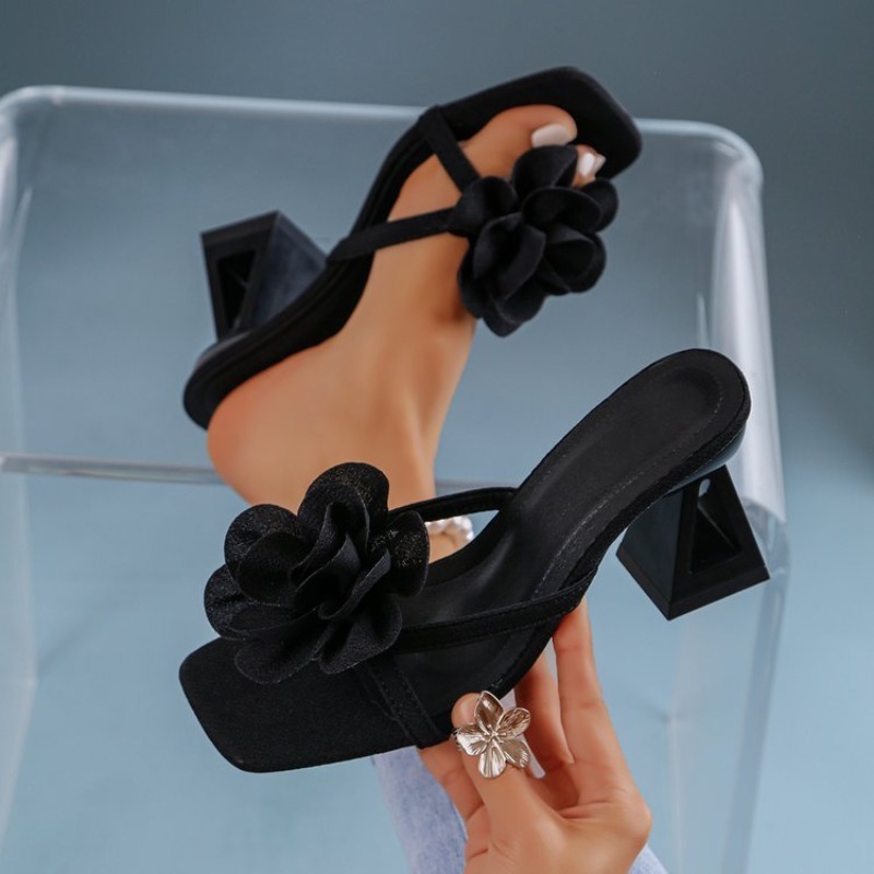 Summer Clothing Stores - 여성용 3D 꽃 장식 샌들 삼각형