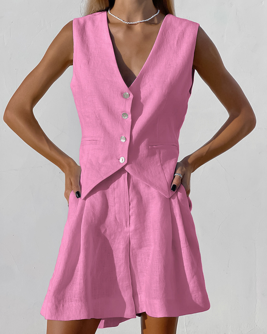 2025 신상 수트 베스트 + 반바지 세트 여름 코튼  - Summer Clothing Linen 리뷰 및 가격