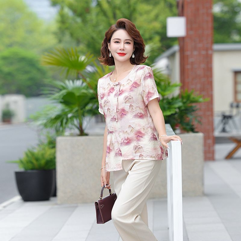성숙한 여성 여름 패션 루즈핏 반팔 쉬폰 탑 빈티지 스 - Summer Clothing Over 60 리뷰 및 가격
