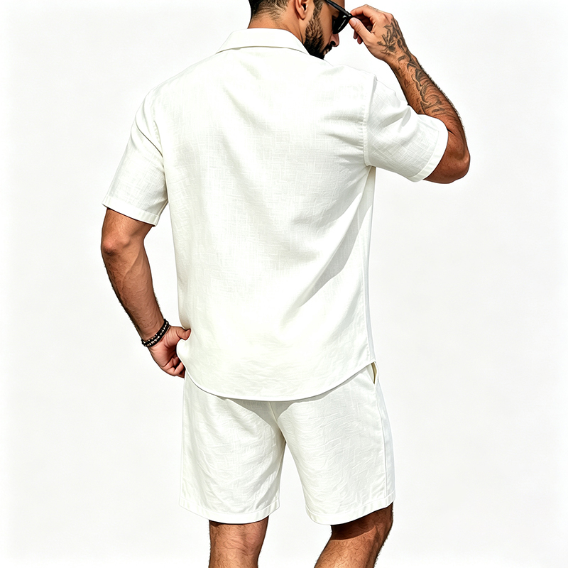 남성 린넨 투피스 세트 반팔 라펠 버튼 셔츠 밴딩 반바 - Summer Clothing Linen 리뷰 및 가격