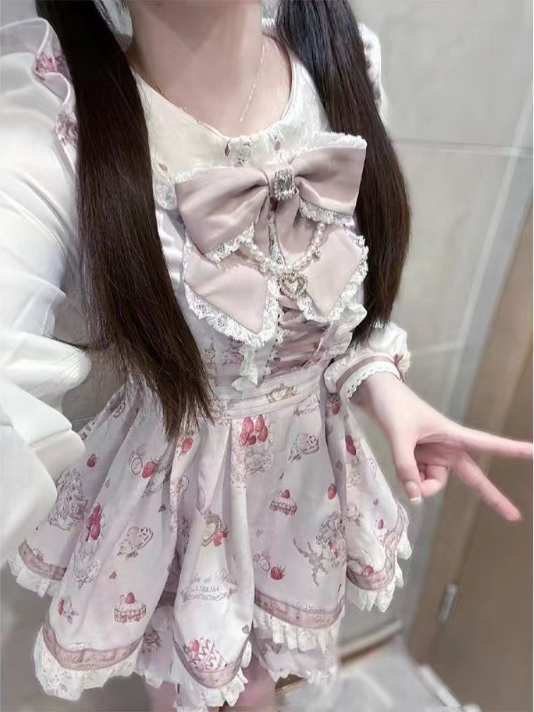 여름 일본 고딕 Y2k 로리타 보우 드레스 세트 여성  - Summer Japanese Clothing 리뷰 및 가격