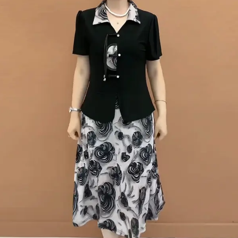 새로운 중국 스타일 여름 유행 엄마 원피스 무릎 길이  - Summer Clothing Over 60 리뷰 및 가격