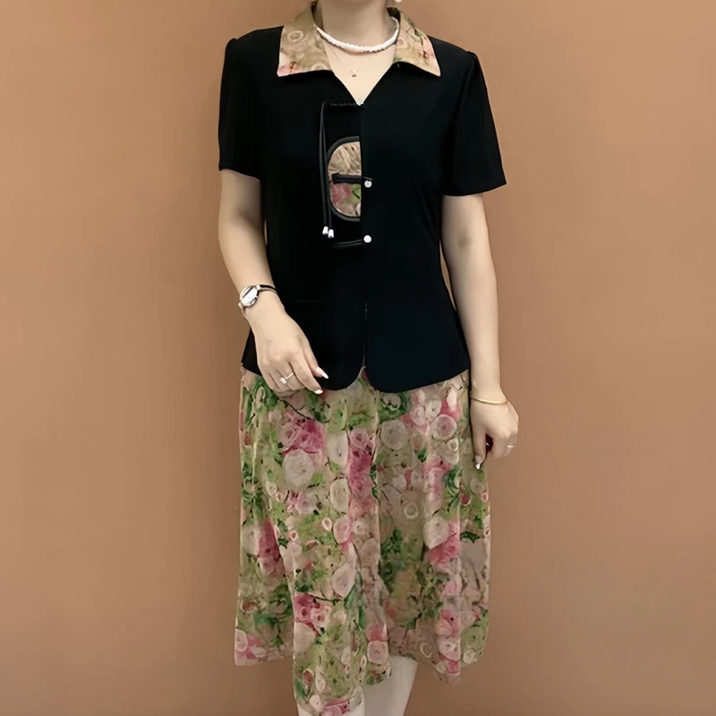 새로운 중국 스타일 여름 유행 엄마 원피스 무릎 길이  - Summer Clothing Over 60 리뷰 및 가격