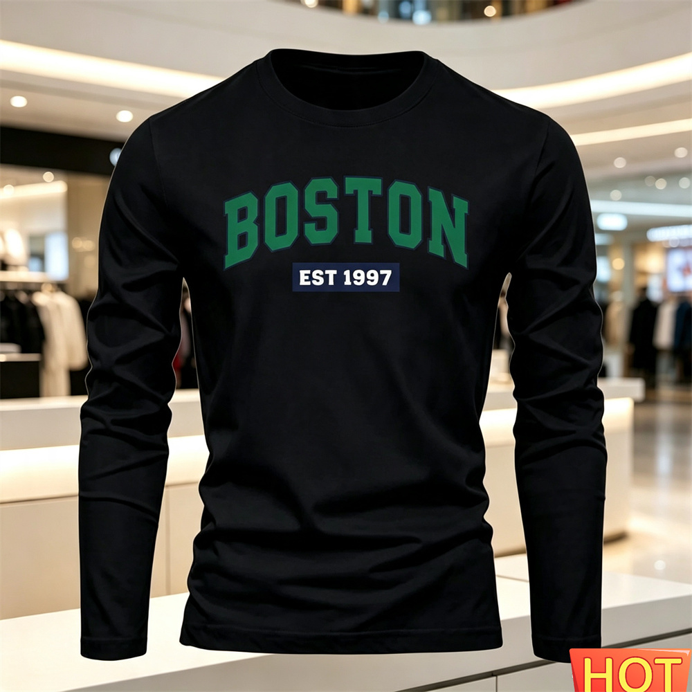 가을 여름 남성용 긴팔 티셔츠 문자 패턴 라운드 넥 티 - Summer Clothing Long Sleeve 리뷰 및 가격