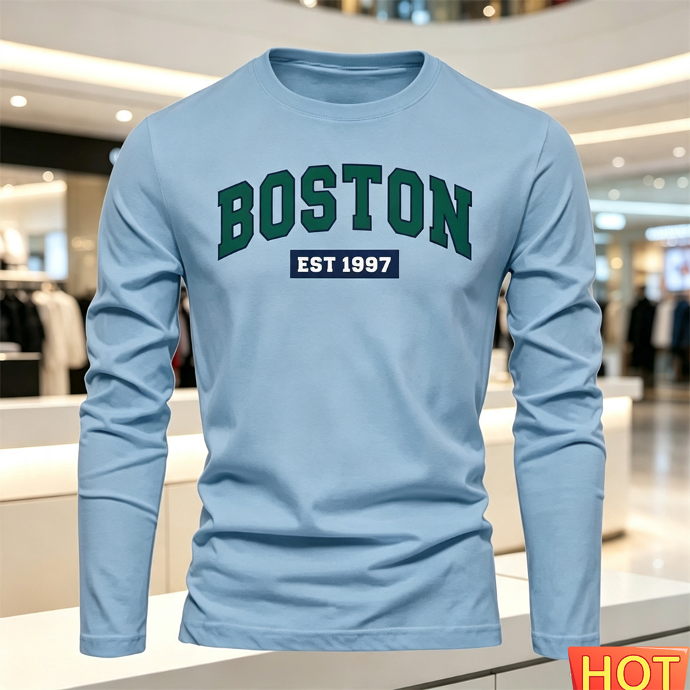 가을 여름 남성용 긴팔 티셔츠 문자 패턴 라운드 넥 티 - Summer Clothing Long Sleeve 리뷰 및 가격