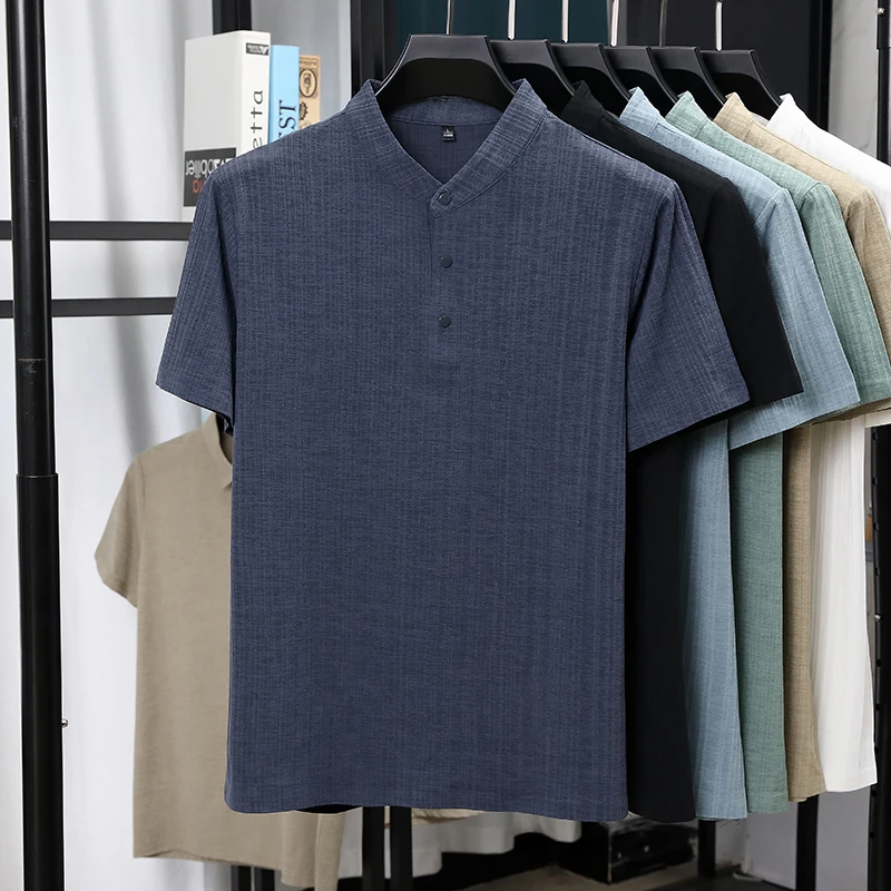 남성용 만다린 칼라 하프 플래킷 리넨 텍스처드 반팔 셔 - Summer Clothing Linen 리뷰 및 가격