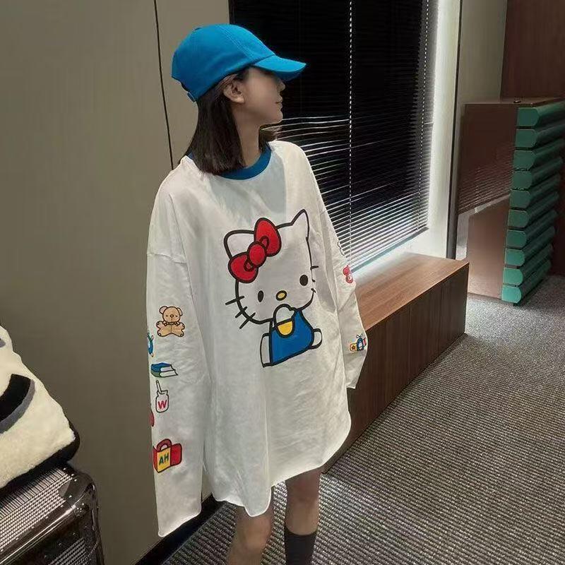 긴팔 헬로 키티 여름 새 스타일 만화 귀여운 프린트 티 - Summer Clothing Long Sleeve 리뷰 및 가격