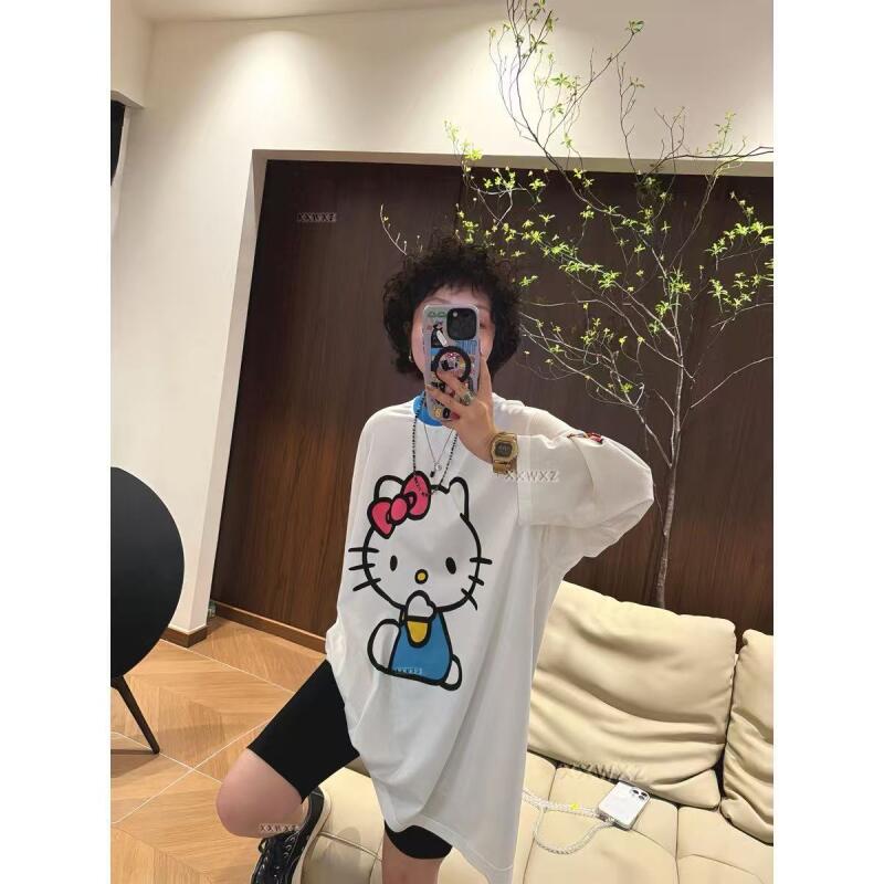 긴팔 헬로 키티 여름 새 스타일 만화 귀여운 프린트 티 - Summer Clothing Long Sleeve 리뷰 및 가격