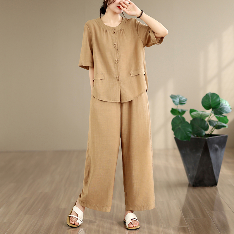 새로운 여름 코튼 린넨 루즈핏 유행 와이드 레그 팬츠  - Summer Clothing Over 60 리뷰 및 가격