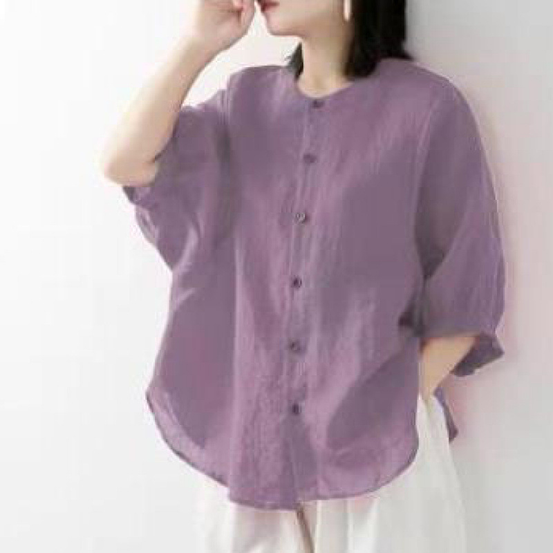 면과 린넨 셔츠 여성용 봄 여름 얇은 단색 랜턴 소매  - Summer Clothing Linen 리뷰 및 가격