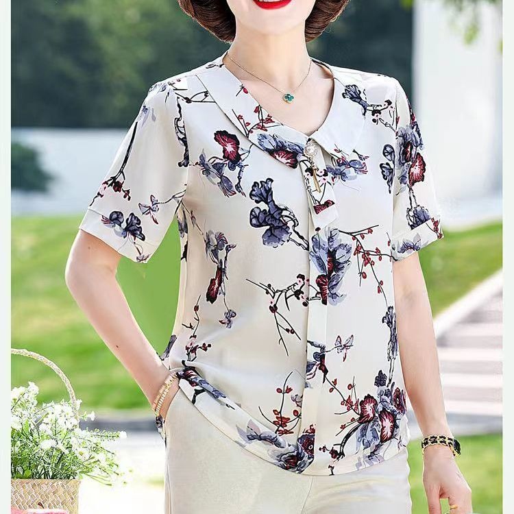 슬리밍 효과 여름 새로운 스타일 엄마복 루즈한 반팔 쉬 - Summer Clothing Over 60 리뷰 및 가격