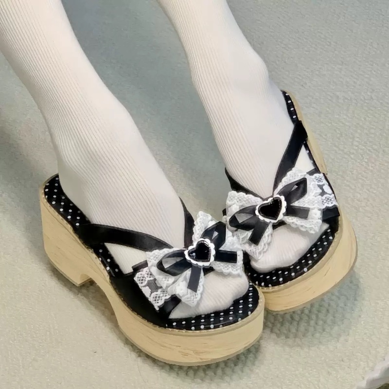 스윗 보우 우드 그레인 두꺼운 바닥 플랫폼 슬리퍼 여성 - Summer Clothing On Sale 리뷰 및 가격