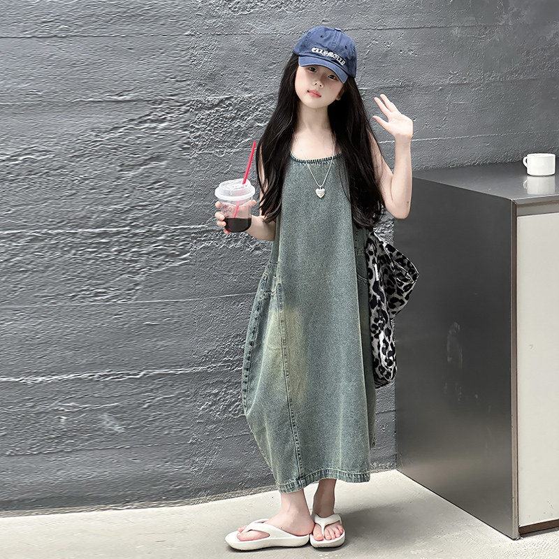 빈티지 블루 어린이 소녀 고품질 민소매 데님 드레스 s - Summer Clothing Linen 리뷰 및 가격