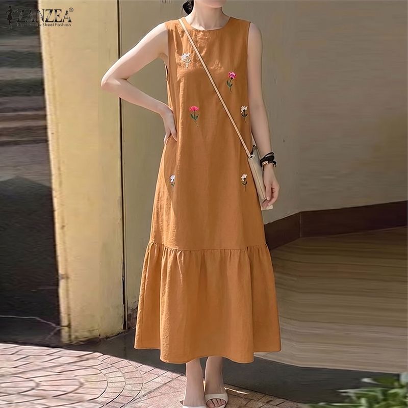 ZANZEA 패션 여름 Sundress 여성 캐주얼 O - Sundress Midi Floral 리뷰 및 가격