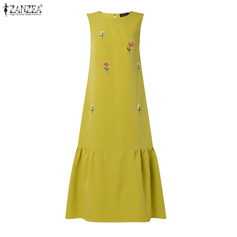 ZANZEA 패션 여름 Sundress 여성 캐주얼 O - Sundress Midi Floral 리뷰 및 가격