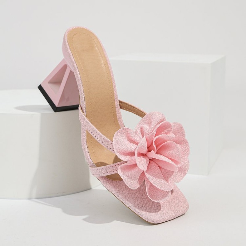 여성용 3D 꽃 장식 샌들 삼각형 컷아웃 하이힐 샌들  - Summer Clothing Stores 리뷰 및 가격