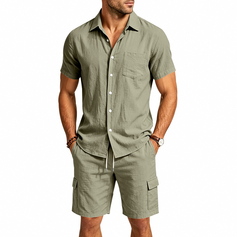 남성 여름 아메리칸 린넨 투피스 세트 반팔 셔츠 드로스 - Summer Clothing Linen 리뷰 및 가격