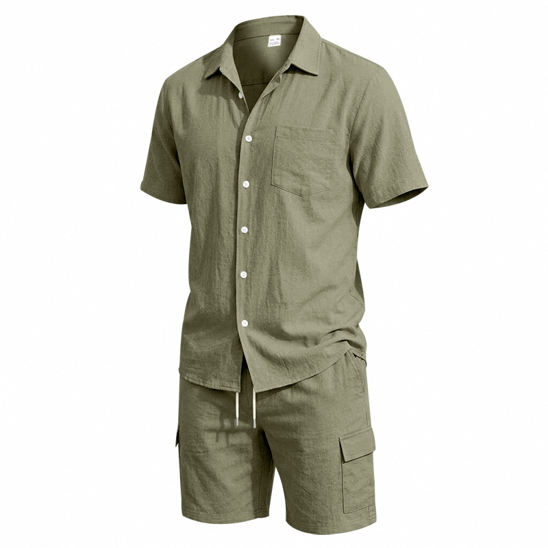 남성 여름 아메리칸 린넨 투피스 세트 반팔 셔츠 드로스 - Summer Clothing Linen 리뷰 및 가격