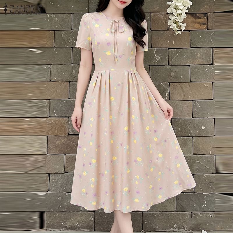 ZANZEA 여름 해변 Sundress Bohemain - Sundress Midi Floral 리뷰 및 가격