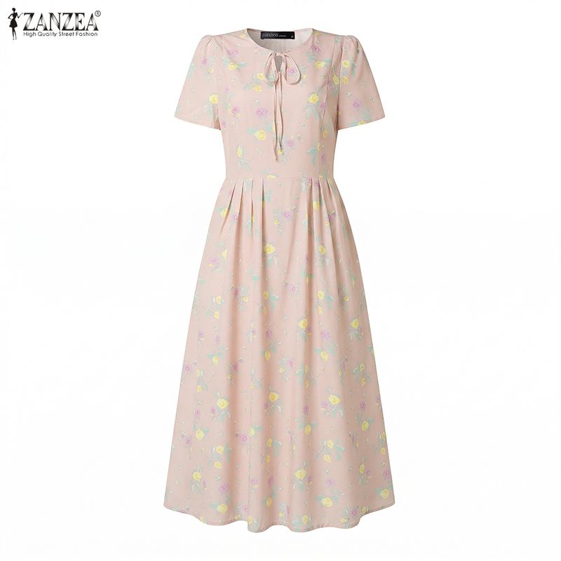 ZANZEA 여름 해변 Sundress Bohemain - Sundress Midi Floral 리뷰 및 가격